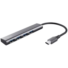 Адаптер Trust Adapter Halyx USB-С to 4xUSB Grey (24948_TRUST): Цвет серый