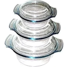Жаропрочное стекло Набор посуды Pyrex 912S006 (3 пр.): Тип набор из 3 кастрюль с крышками