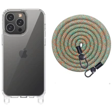 Чехол для iPhone Epic TPU Transparent with Straps Green/Red for iPhone 14 Pro Max: Цвет зеленый