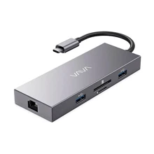 Адаптер VAVA Adapter USB-C to 3xUSB+USB-C+RJ45+micro SD+SD+HDMI 100W Grey (VA-UC008GR): Колір сірий