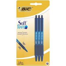 Набор шариковых ручек 3 шт автоматических BIC Soft Feel Clic Grip Синих, пишущий узел 1мм, толщина линии письма 0.35 мм (70330133723): Тип Шариковые
