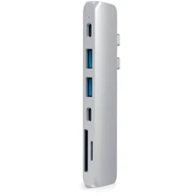 Адаптер Satechi Adapter USB-C to Dual USB-C+2xUSB3.0+micro SD+SD+HDMI Silver (ST-CMBPS): Колір сріблястий