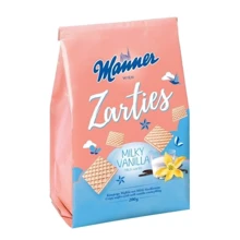 Вафли Manner Zarties с начинкой молочная ваниль 200 г (9000331627540): Вес нетто 200 г