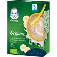 Каша GERBER сухая молочная Organic пшенично-овсяная с бананом для детей с 6 месяцев, 240г (7613036531498): Тип Каши молочные
