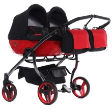 Универсальная коляска для двойни 2 в 1 Junama Diamond S-line Duo 01, черный с красным (JD-SL-DUO-01): Тип коляски Коляска для двойни