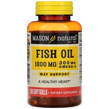 Mason Natural Omega-3 Fish Oil Рыбий жир с Омега-3 60 гелевых капсул: Тип Омега 3
