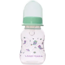 Бутылочка с талией и силиконовой соской Baby Team 125 мл (1111 мятный): Материал полипропилен