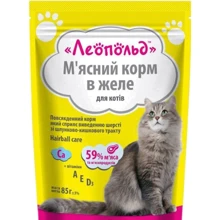 Влажный корм для кошек Леопольд Hairball care Мясной корм в желе с говядиной 85 г : Тип Влажный корм