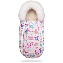 Зимовий конверт-кокон на натуральній овчині з опушкою доречі Baby XS Малюнки на рожевому тлі: Виробник доречі