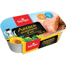 Лосось BANGA атлантический в масле 120 г (4751017402825): Вес нетто 120 г