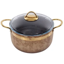 Кастрюля Brioni Royal Stone Ti̇gereye Gold антипригарная 24 см 5 л (764-047): Тип Традиционная