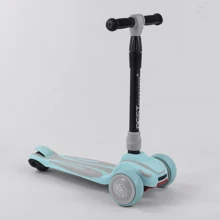 Самокат триколісний Best Scooter, MAXI, складаний алюмінієвий кермо, 3 колеса PU зі світлом Blue (102048): Кількість коліс 3
