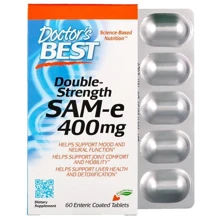 Doctor's Best, SAM-e Double Strength 400 mg Аденозілметіонін 60 таблеток: Тип L Метіонін