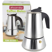 Кофеварка гейзерная Kamille KM-0550 200мл/4 порции: Цвет серебристый