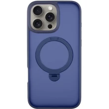 Чехол для iPhone Mobile Case Metal Buttons with MagSafe HQ Ring Dark Blue for iPhone 16 Pro Max: Цвет синий