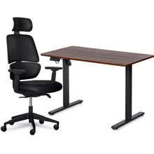 Комплект Mealux PowerDesk Lite Walnut + Leo Air Plus Black стол и стул (EVO-201 Lite Walnut /B +Y 546 KB): undefined undefined