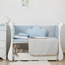 Постельный комплект 6 эл. Twins Dolce Insta 4075-D-506, Зигзаг, голубой: Тип постельный комплект