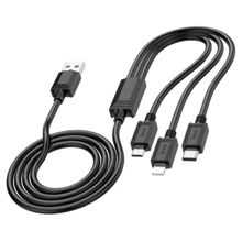 Кабель Hoco USB Cable to Micro USB/Lightning/Type-C X74 2A 1m Black: Тип USB Cable - Lightning/microUSB/USB-C