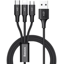 Кабель Baseus USB Cable to Micro USB/Lightning/Type-C Rapid Series 3.5A 1.2m Black (CAJS000001): Тип USB Cable - Lightning/microUSB/USB-C