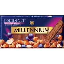 Шоколад Millennium Golden Nut молочний з лісовими горіхами та родзинками 100 г (4820005192946): Вага, г 100
