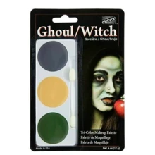 Mehron Tri-Color Makeup Palette (Ghoul/Witch) Набор кремового грима для образа "Вtдьма/Готика" 7oz., 20 g: undefined undefined