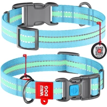 Ошейник WAUDOG Nylon с QR-паспортом, светящийся, пластиковый фастекс 15 мм 23-35 см голубой (45622): Производитель WAUDOG
