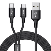 Кабель Baseus USB Cable to microUSB/USB-C Rapid 1.2m Black (CAMT-ASU01): Тип USB Cable - microUSB/USB C