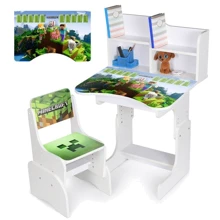 Дитяча парта з надбудовою та стільцем Bambi Minecraft білий (N 2071-13-1): Вік дитини от 6-ти лет