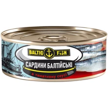 Сардини Baltic Fish Балтійські в томатному соусі 230 г (4751017406045): Вага нетто 230 г