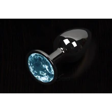 Пикантные штучки, Большая графитовая анальная пробка с кристаллом - 8.5x4 см, голубой: Для кого Унисекс