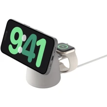 Зарядное устройство Belkin Wireless Charger Base Station MagSafe 15W Sand Mass (WIZ020VFH37) for iPhone 16 I 15 I 14 I 13 I 12 series and Apple Watch: Особенности Для Apple Watch, Быстрая зарядка, MagSafe