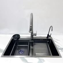 Кухонная мойка Lefton D3 с аксессуарами серо-черный: Форма Прямоугольная