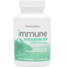 Natures Plus Vitamin D3 Immune 5000 IU (25 mcg) Вітамін D3 для імунітету 60 желатинових капсул: Тип вітамін D