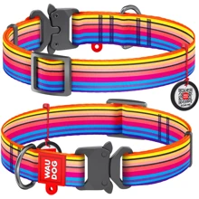 Ошейник WAUDOG Nylon с QR-паспортом, рисунок "Линия 1", металлическая пряжка-фастекс 15 мм 23-35 см (5152): Производитель WAUDOG