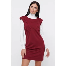Платье FashionUp PL-1804C 42 бордовое повседневное до середины бедра: Состав Вискоза, Полиэстер, Эластан