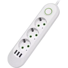 Сетевой фильтр Voltronic Power F04U White 4 розетки 3xUSB 1.5м (F04U-WHITE): Количество розеток, шт 3