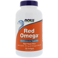 NOW Foods Red Omega, Red Yeast Rice with CoQ10 Червоний рис і Омега з CoQ10 180 гелевих капсул: Тип Омега 3