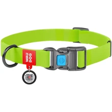 Нашийник для собак WAUDOG Waterproof c QR-паспортом металева пряжка-фастекс 15 ммx23-35 см салатовий (27395): Виробник WAUDOG