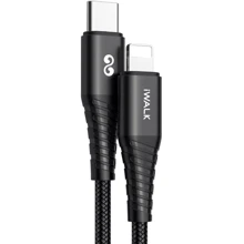 Кабель iWALK Cable USB-C to Lightning PD 18W 1m Black (CST024CIP): Тип USB-C - Lightning