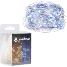 Гирлянда на батарейках Springos 9.9 м 100 LED CL0022 Cold White/Blue: Тип Линейная