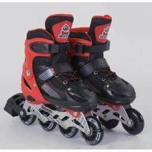 Роликові ковзани Best Roller (30-33) PVC колеса, світло на передньому колесі, в сумці Black / Red (98860): Розташування коліс in-line