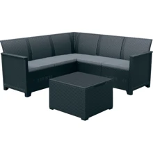 Комплект мебели Keter Emma 5 seater corner серый (8711245150840): Вид мебели комплекта Стол, Кресло, Софа