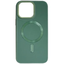 Чехол для iPhone TPU Case Bonbon Leather Metal Style with MagSafe Pine Green for iPhone 15 Pro Max: Цвет зеленый