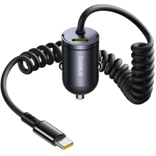 Зарядное устройство Baseus Car Charger USB-C Tiny Star 30W with USB-C Cable Black (C00035001121-00): Особенности USB-C, Lightning, Быстрая зарядка