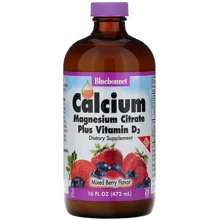 Bluebonnet Nutrition, Liquid Calcium Magnesium Citrate Plus Vitamin D3, Natural Mixed Berry Flavor, 16 fl oz (472 ml) (696): Тип Магний + Кальций