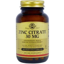 Solgar Zinc Citrate, 30 mg Солгар Цитрат цинка 30 мг, 100 капсул: Тип Цинк