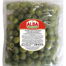 Оливки ALBA FOOD зеленые с косточкой Ночеллара 800 г (8033162862881): Вес нетто 800 г