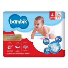 Подгузники детские одноразовые Medium Bambik размер 4 MAXI (7-18 кг) 36 шт (43406520): Тип Подгузники