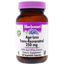 Bluebonnet Nutrition, Age-Less Trans-Resveratrol, 250 mg, 60 Veggie Caps (877): Вид Неферментные