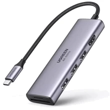Адаптер Ugreen Adapter CM511 USB-C to 3xUSB 3.0+HDMI+SD Space Gray (60383): Колір серый